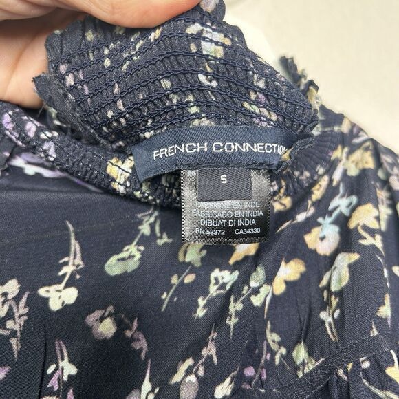 French Connection Brigin Collette Floral Smocked Ruffle Tiered Blouse S - Picture 12 of 13
